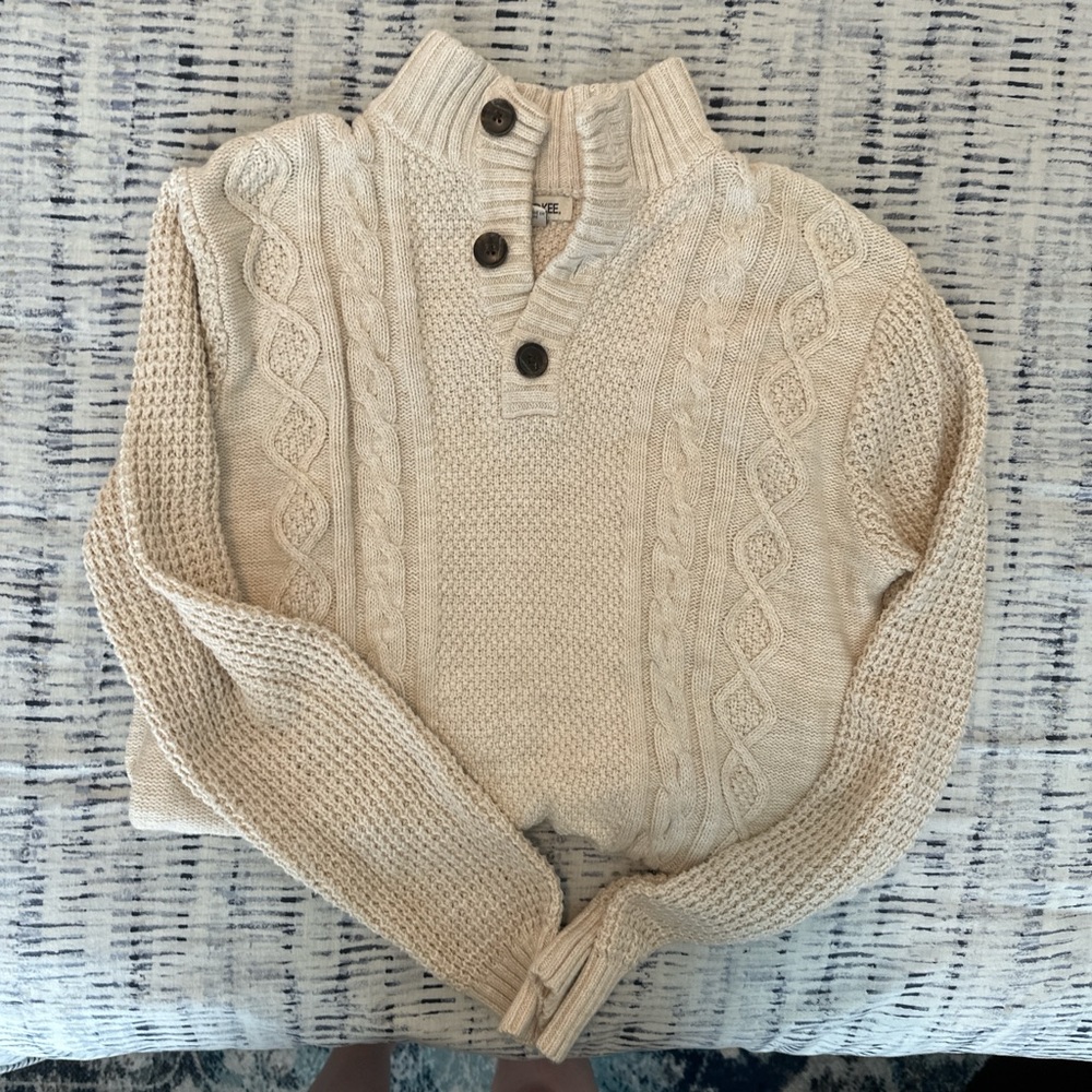 Cherokee Men's Beige Cable Knit Sweater